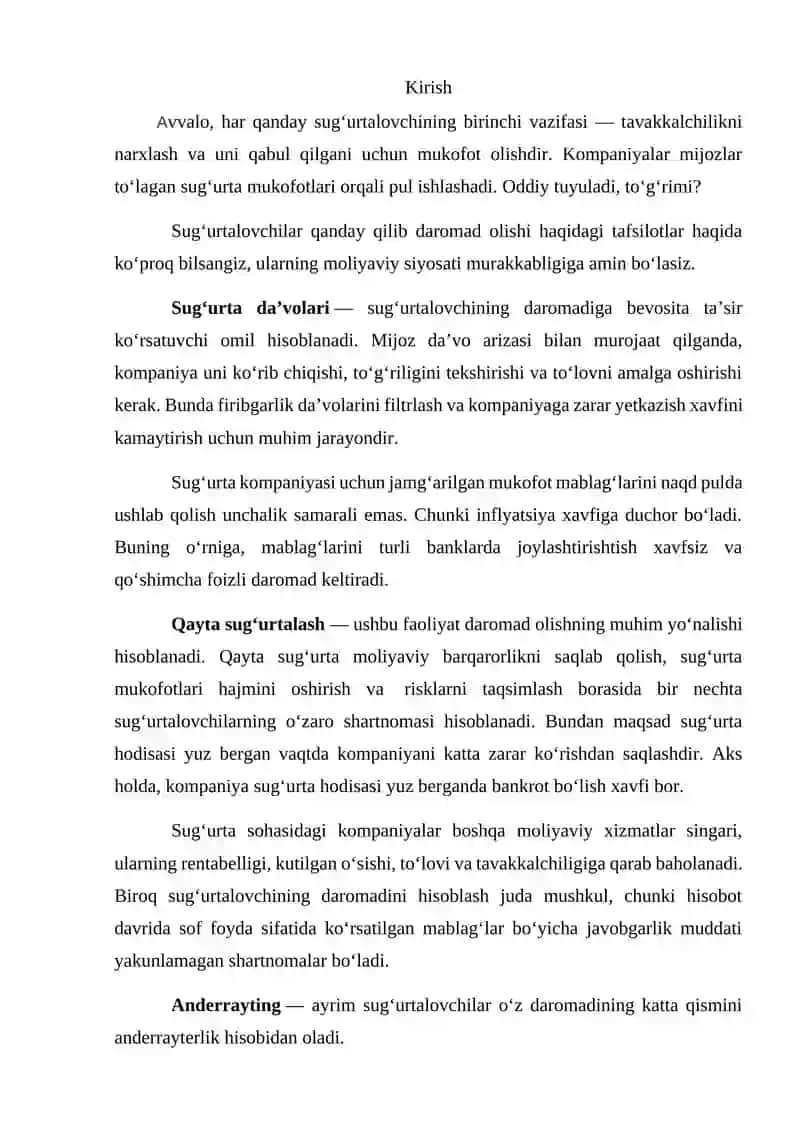 Sug'urta kompaniyasi faoliyatining umumiy va iqtisodiy asoslari 2