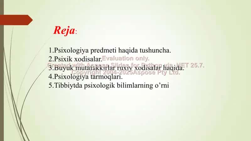 Psixologiya modulining predmeti, maqsad va vazifalari hamda tibbiyot xodimi faoliyatida psixologik bilimlarning ahamiyati 2