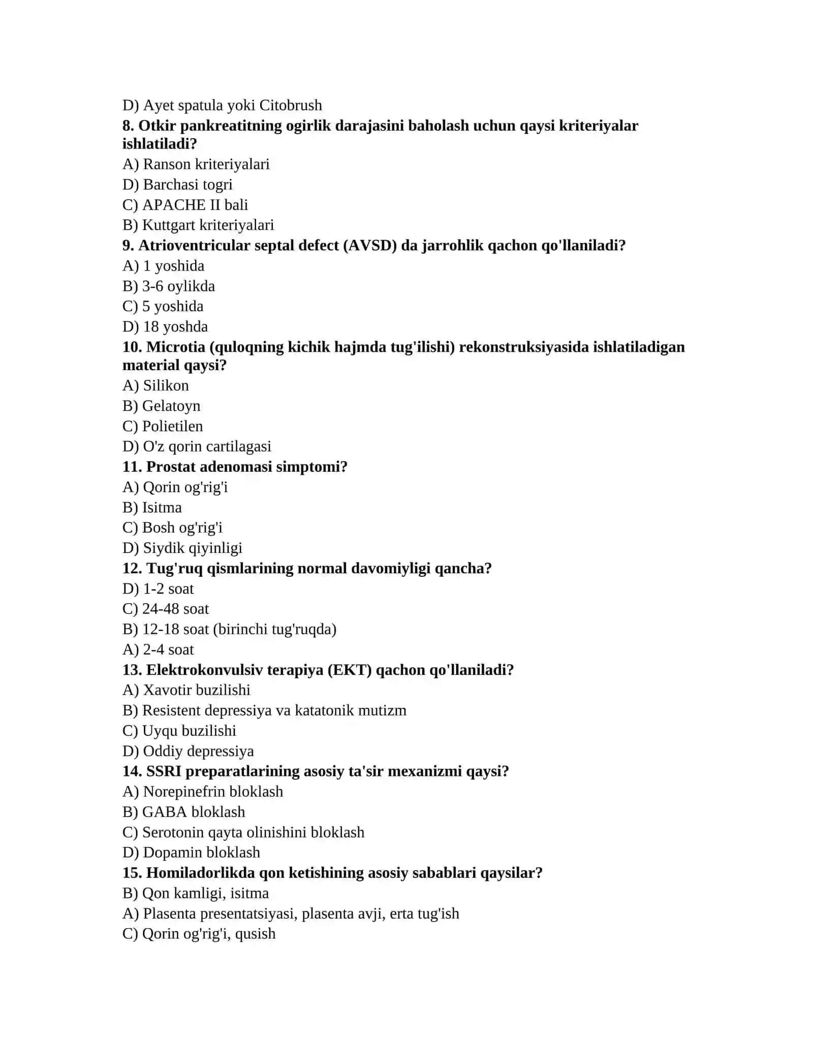 Tibbiyot 1000 ta test 2