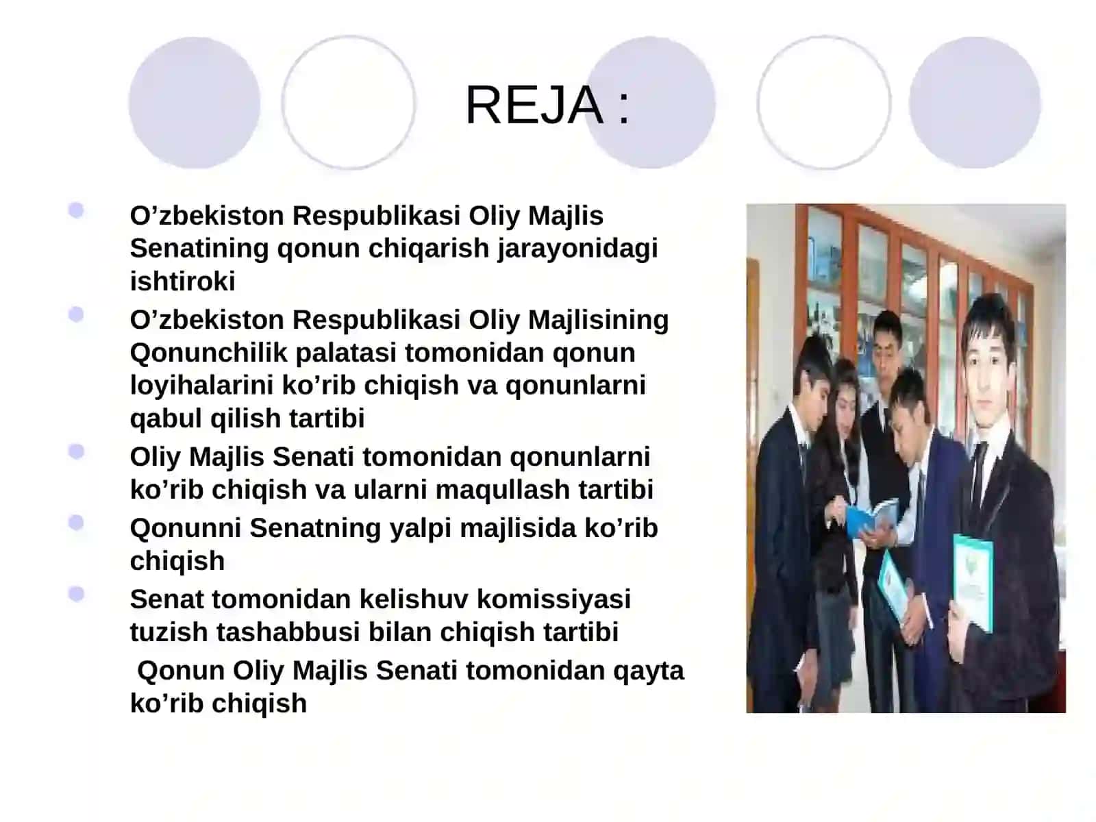 Oliymajlis O`zbekiston Respublikasining oliy vakillik organi va qonun chiqarish hokimiyati 2