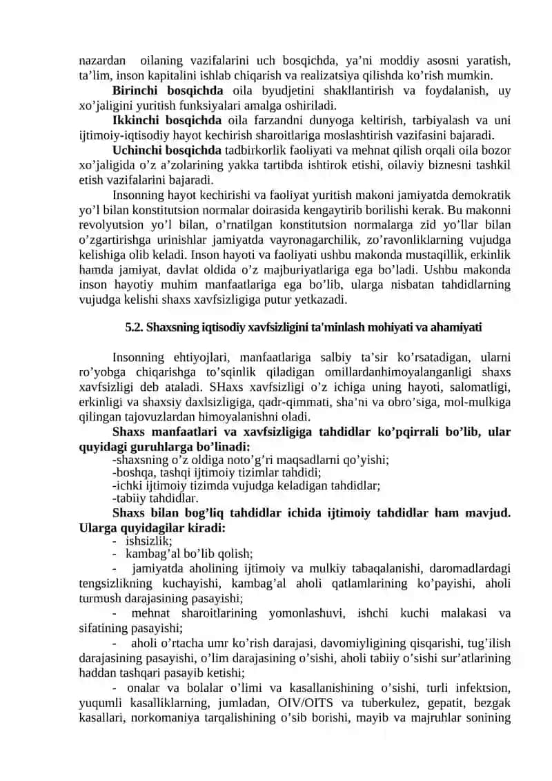 SHAXSNING IQTISODIY XAVFSIZLIGI 2