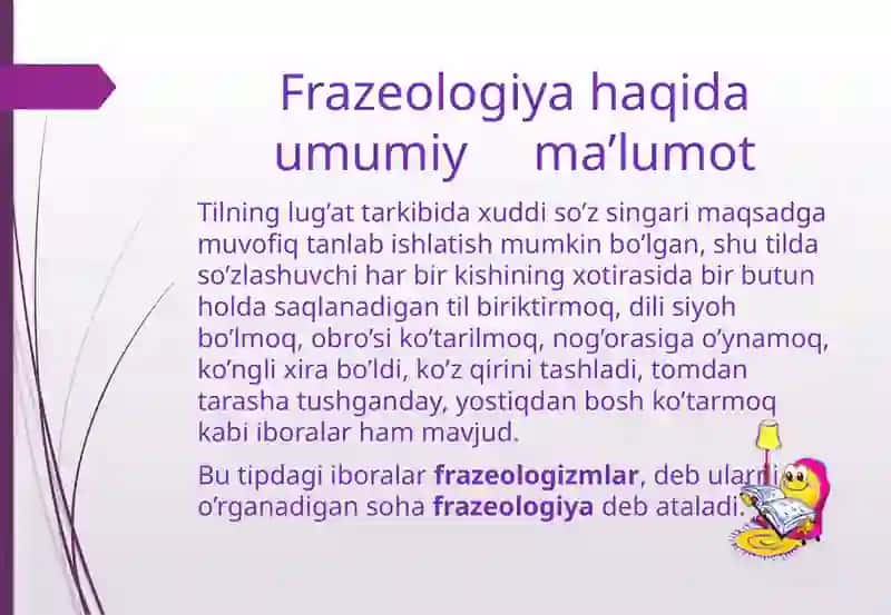 frazeologizmlarning asosiy tiplari. 2