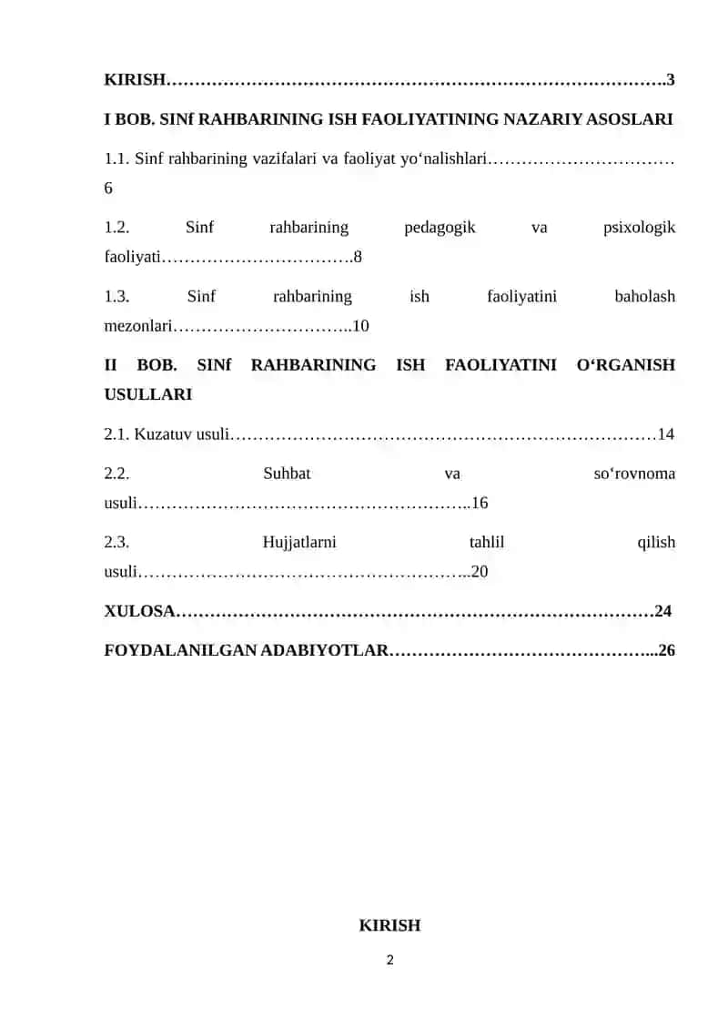 Sinf rahbarining ish faoliyatini oʻrganish usullari 2