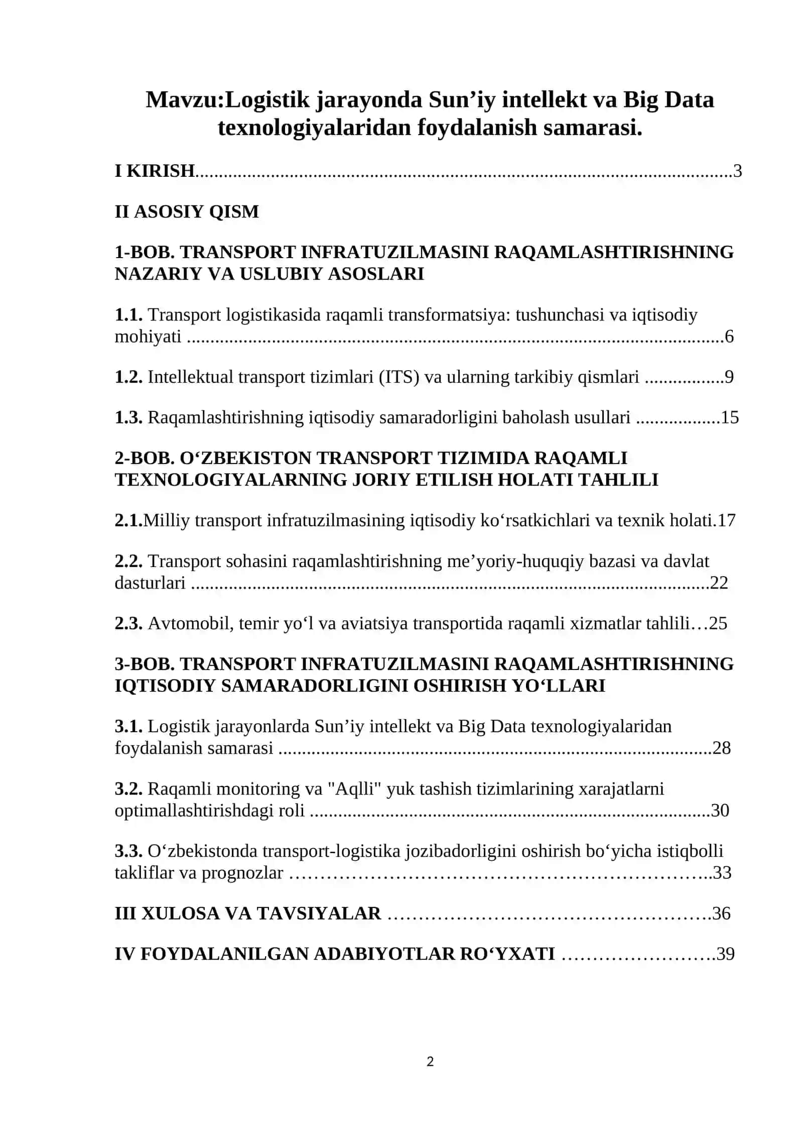 Logistik jarayonlarda Sun’iy intellekt va Big Data texnologiyalaridan foydalanish samarasi 2