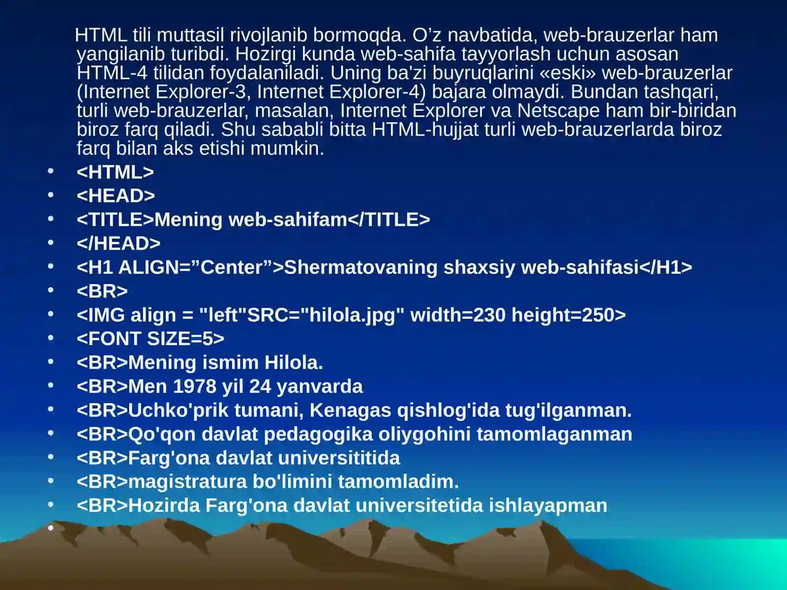 HTML dasturlash tili 2