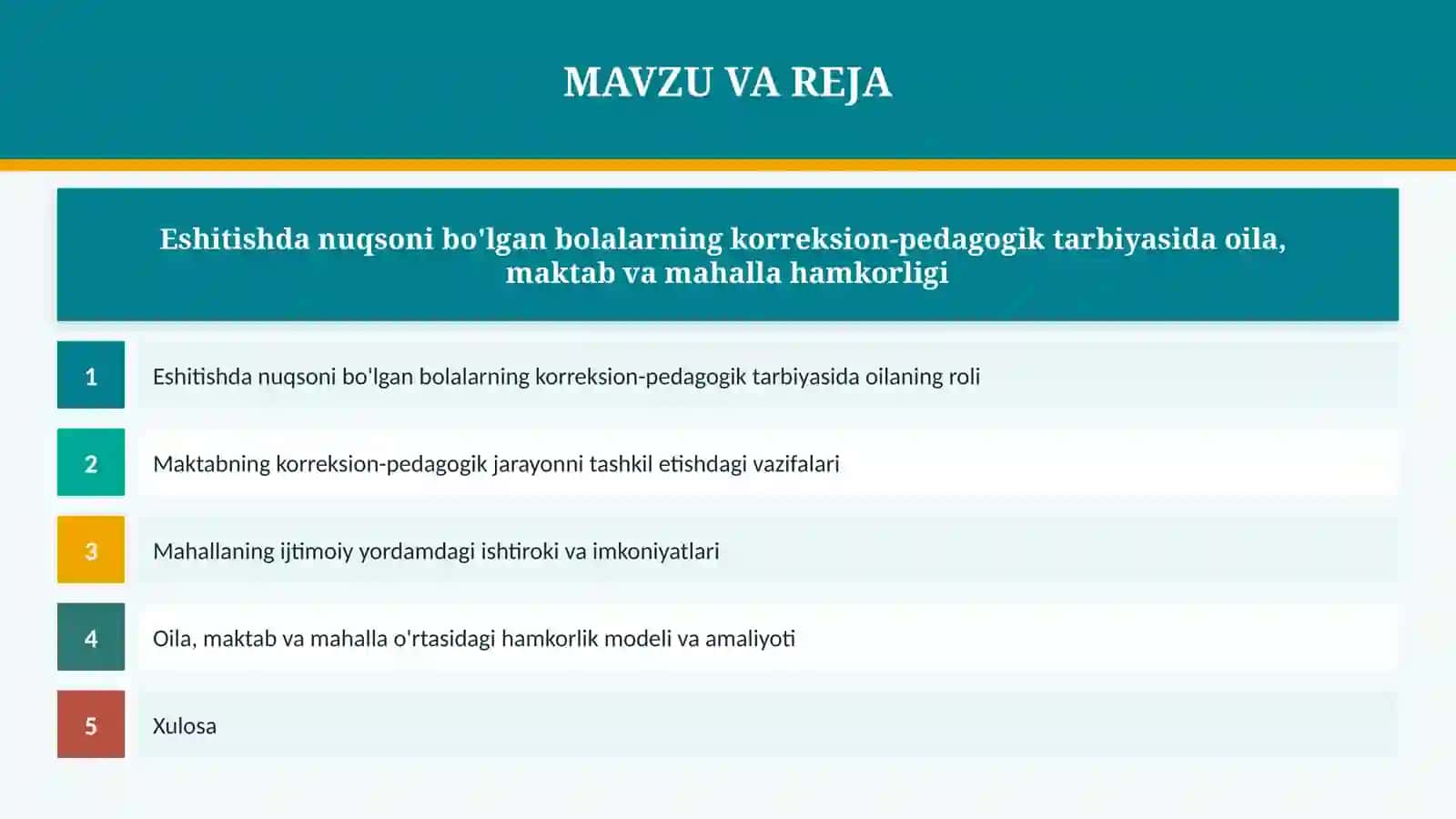 Eshitishda nuqsoni bo'lgan bolalarning korreksion-pedagogik tarbiyasida oila, maktab va mahalla hamkorligi 2