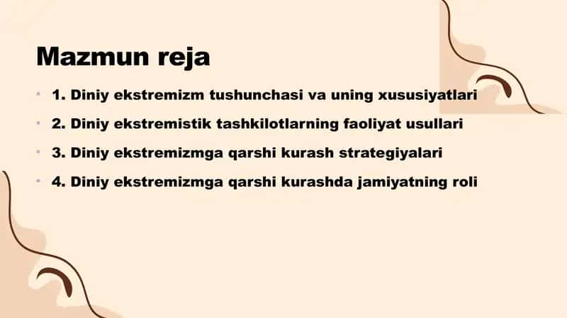 Diniy ekstremistik tashkilotlar faoliyatiga qarshi kurash 2