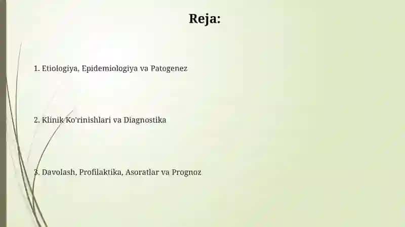 Davolash, Profilaktika, Asoratlar va Prognoz 2