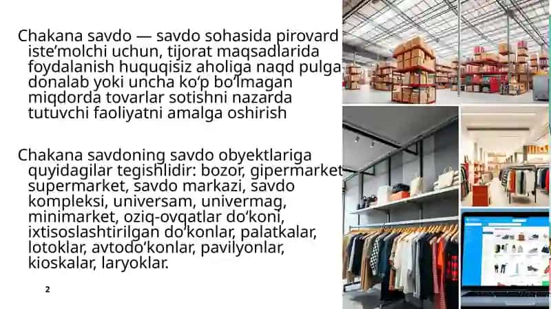 Chakana savdo haqidagi slayd 2