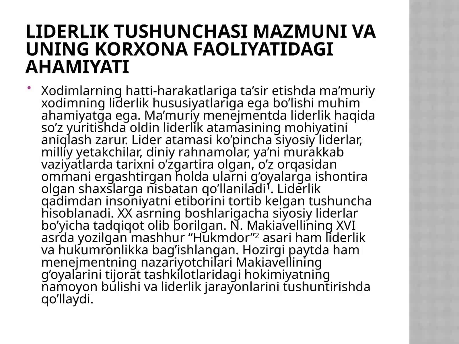 Korxona menejmentida liderlikning ahamiyati 2