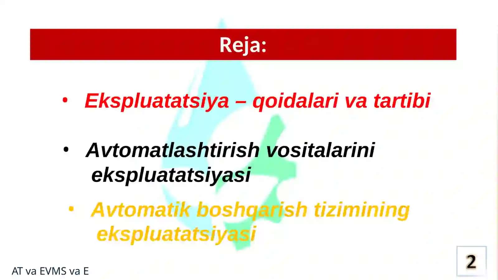 Avtomatlashtirish sistemalari ekspluatatsiyasi 2