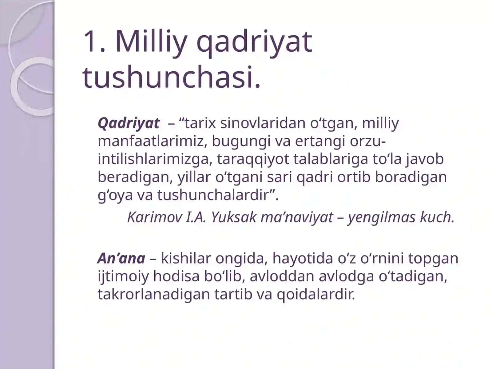 Prezentatsiya: Milliy qadriyatlar 2