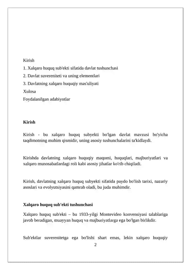 Davlat xalqaro xuquqning subyekti sifatida 2