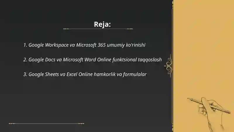 Onlayn Google va Microsoft vositalari tuzumlari 2