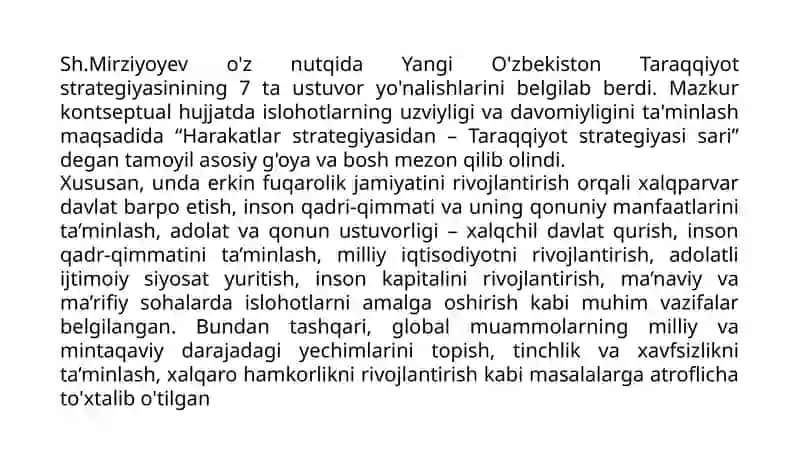 2022-2026- yillarda Oʻzbekistonda taraqqiyot strategiyasi 2