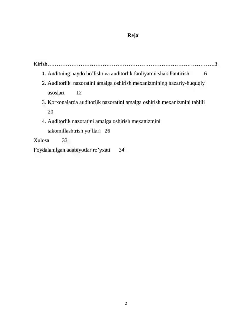 Auditorlik nazorati amalga oshirish mexanizmi 2