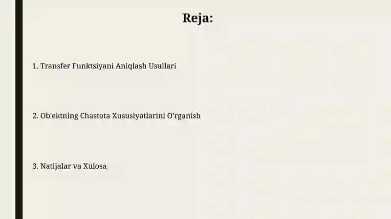 Transfer Funktsiyasini Modellashtirish 2