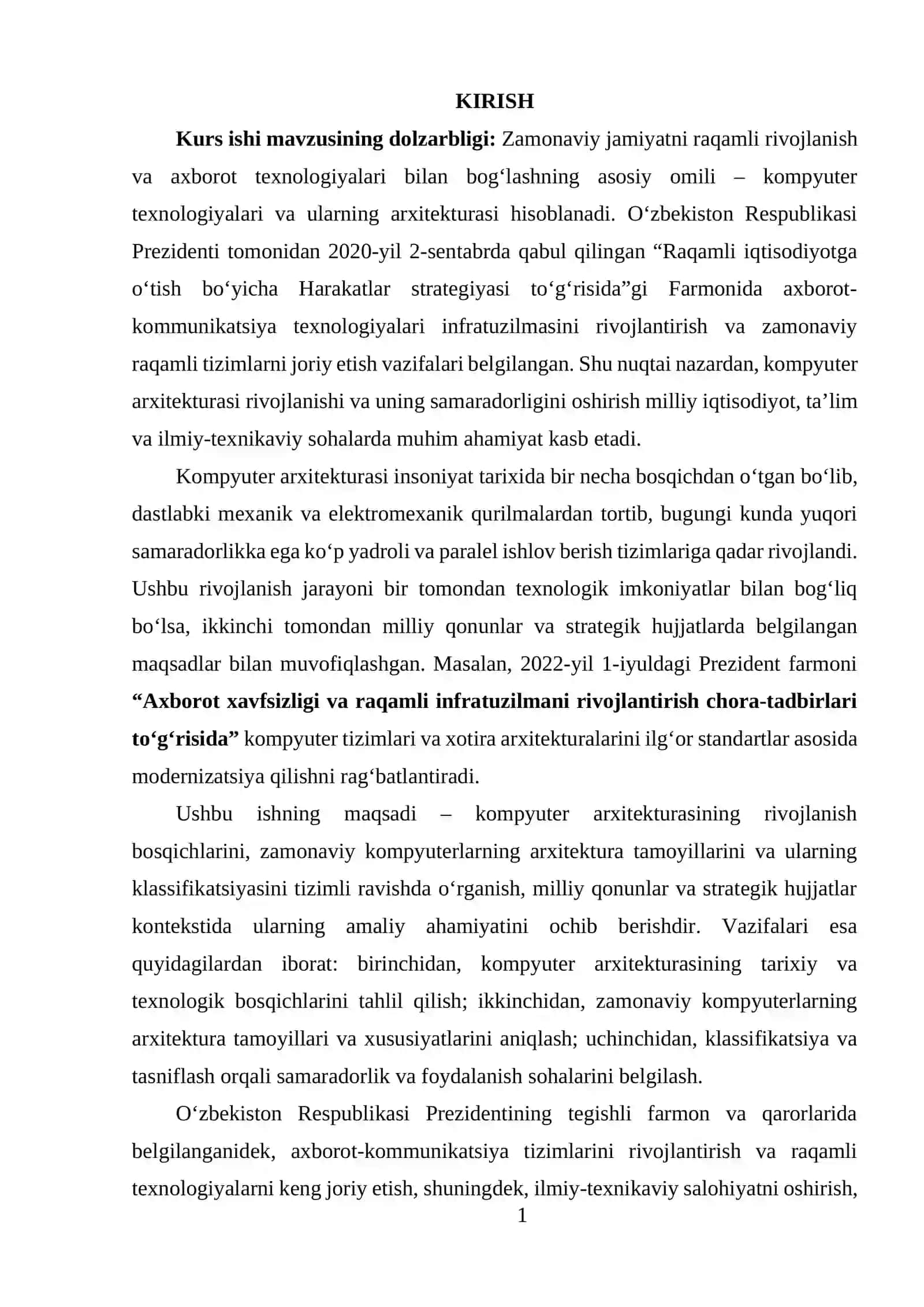 KOMPYUTER ARXITEKTURASINING RIVOJLANISH BOSQICHLARI, ZAMONAVIY KOMPYUTERLARNING ARXITEKTURASI TAMOYILLARI VA KLASSIFIKATSIYASI 2