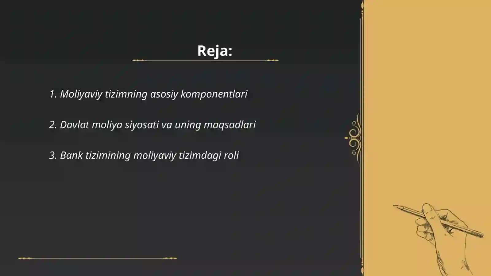 Moliya tizimi va Moliyaviy siyosat 2