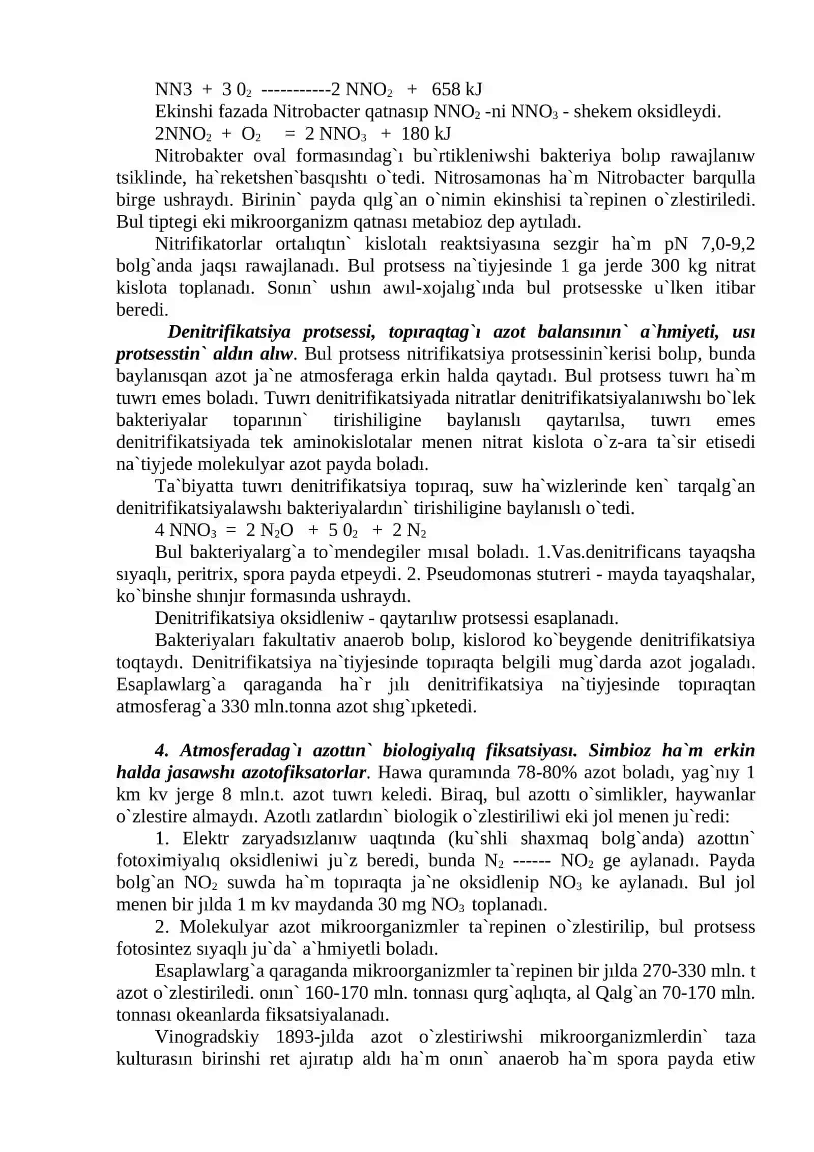 Azot, Kúkirt, Fosfor hám Temirdiń Tábiyatta Aylanıwında Mikroorganizmlerdiń Roli 2