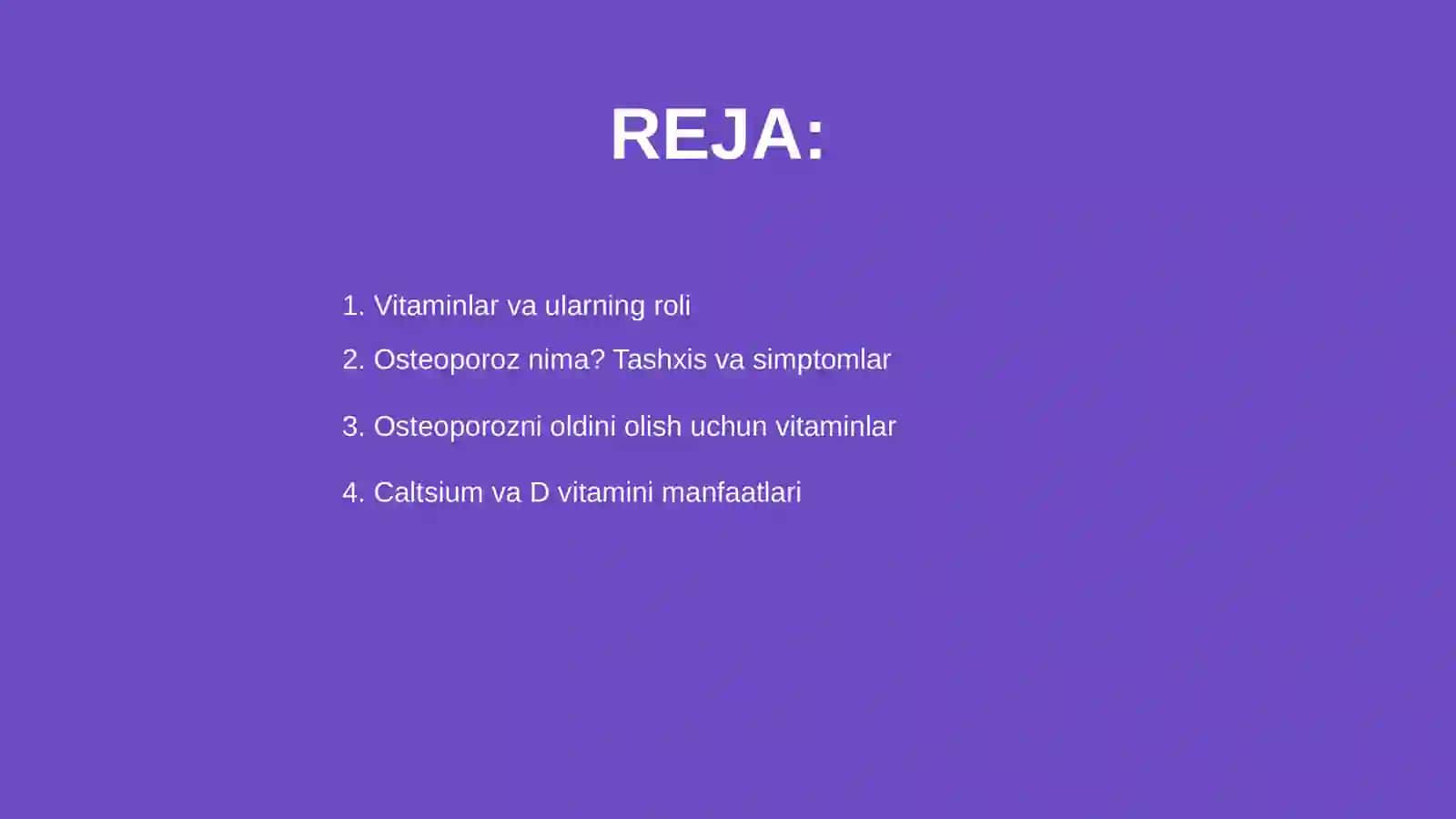 Vitaminlar. Osteoporozni davolash vositalari 2