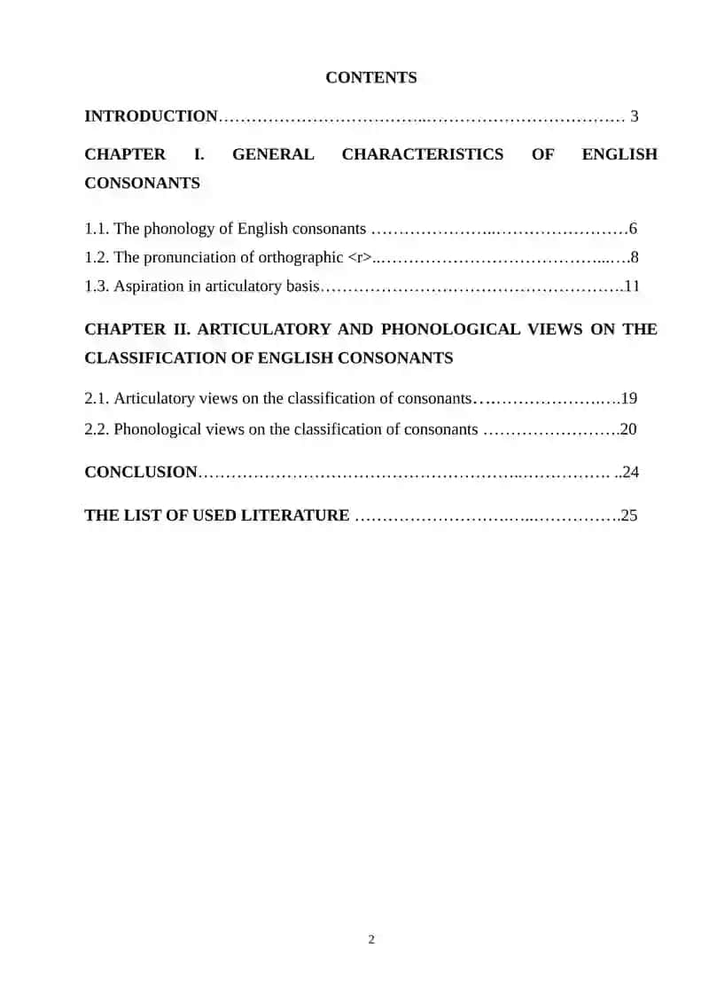 Course Work on Classification of English Consonants 2