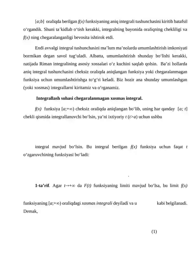 Xosmas integrallar 2