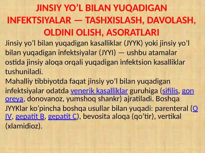JINSIY YO’L BILAN YUQADIGAN KASALLIKLARDA HAMSHIRALIKPARVARISHI 2