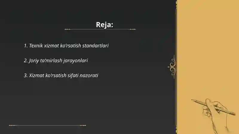 Avtomobillarga texnik xizmat koʻrsatish va joriy taʼmirlash sifatini boshqarish 2