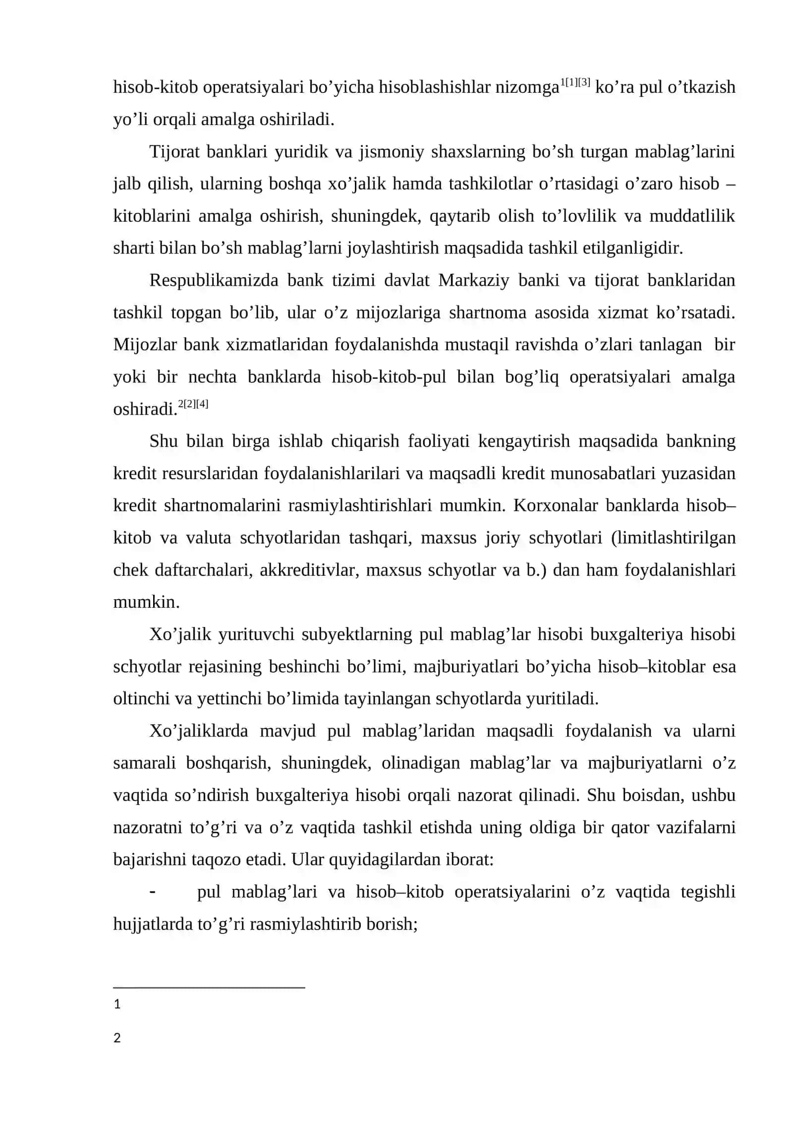 Pul mablag’lari va hisob–kitoblar hisobi 2