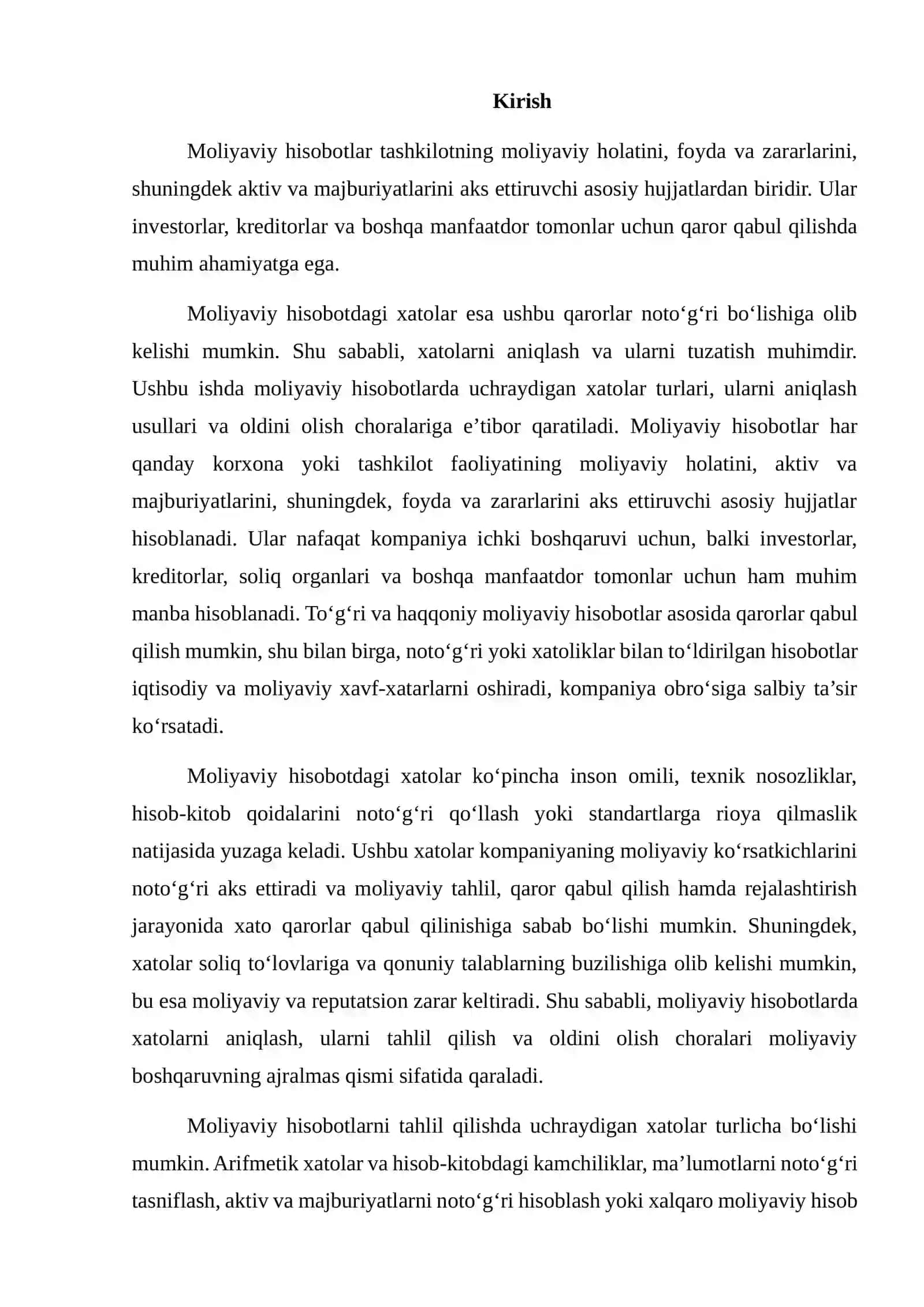 MOLIYAVIY HISOBOTDA XATOLAR VA ULARNI ANIQLASH 2