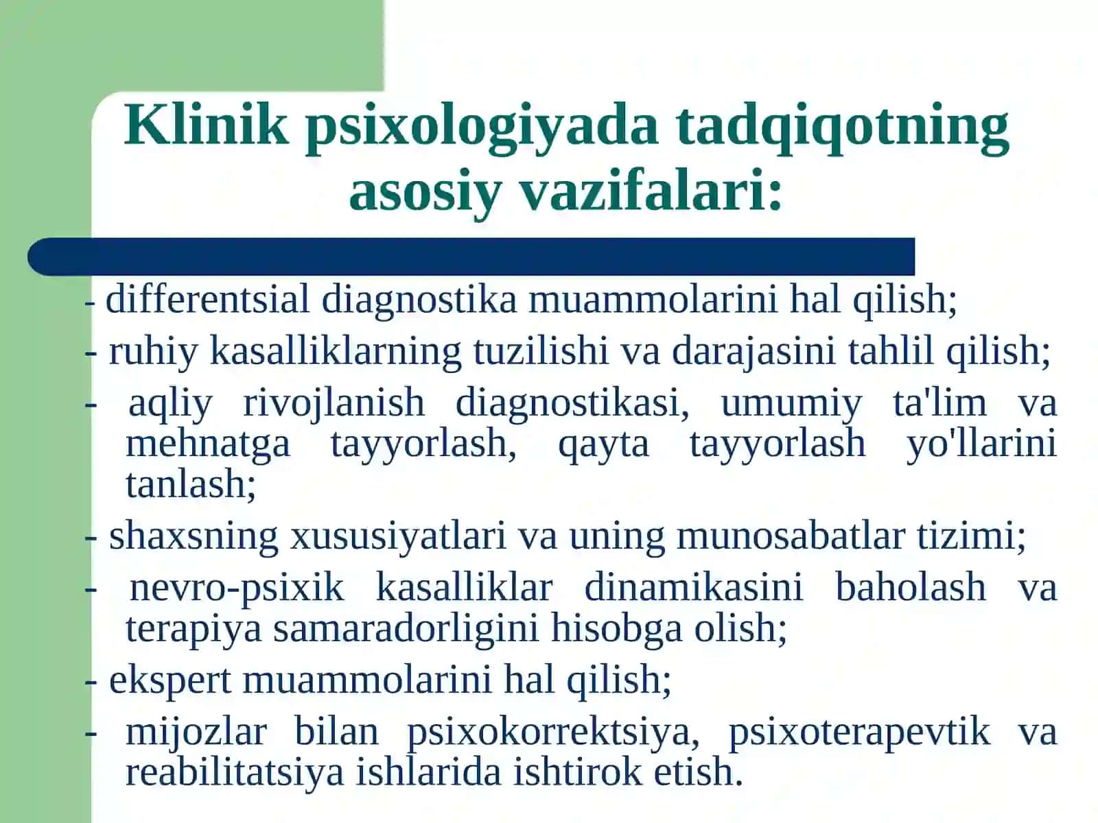 Klinik psixologiyaning ilmiy tadqiqot usullari 2