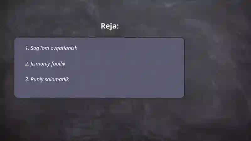 Turmush tarzi va salomatlik 2