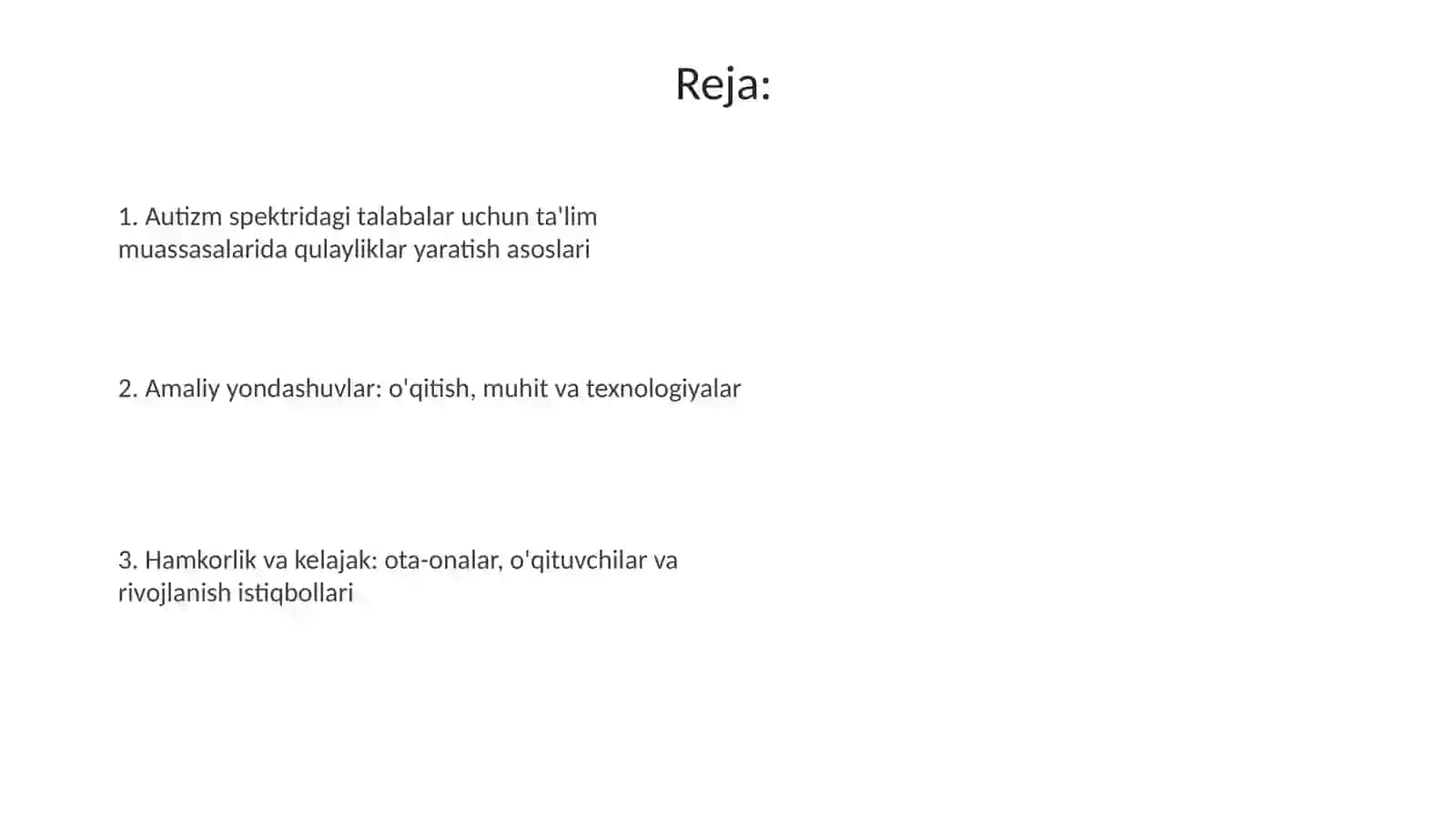 Autizm spektridagi talabalar uchun ta'lim muassasalarida qulayliklar yaratish asoslari 2