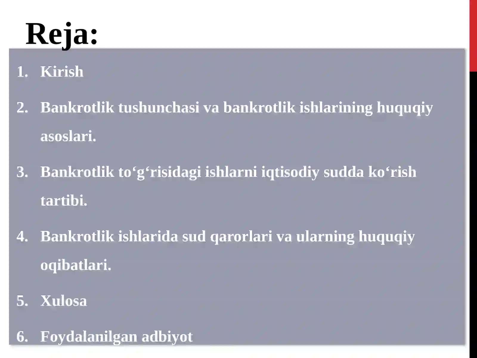 Bankrotlik to'g'risidagi ishlarni iqtisodiy sud da ko'rish 2