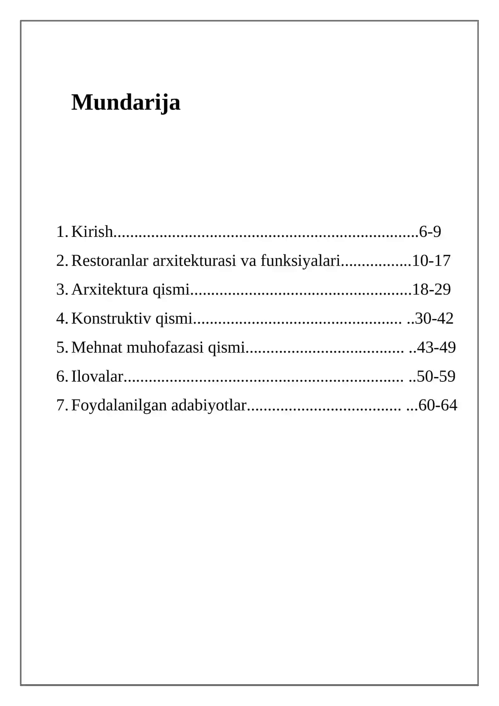 YEVROPA TAOMLARI RESTORANI BINOSI ARXITEKTURAVIY LOYIHASI TUSHUNTIRISH XATI 2
