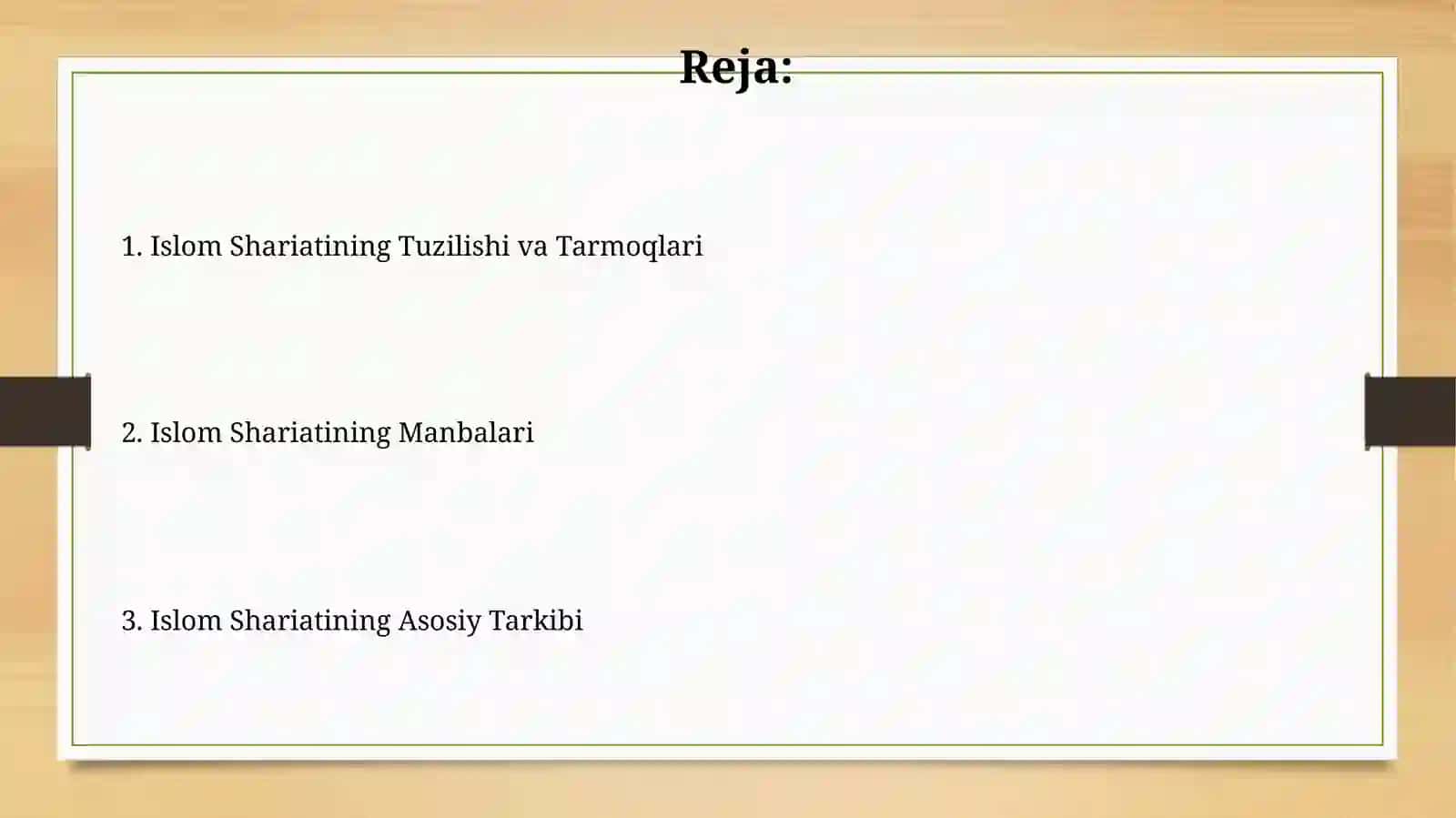 Islom shariatining mazmuni va tuzulishi 2