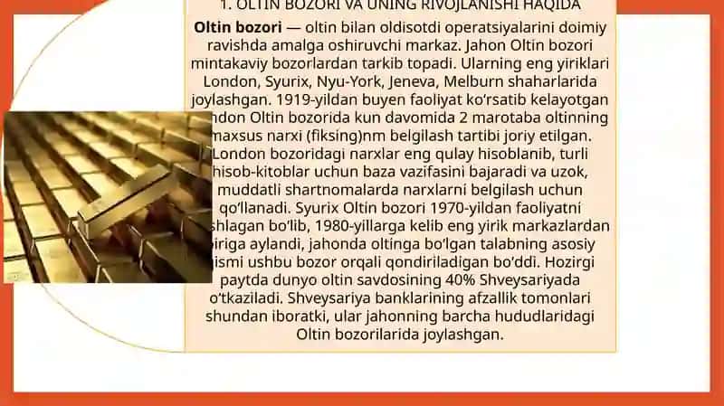 O'zbekiston Respublikasi Oltin Bozori Rejasi 2