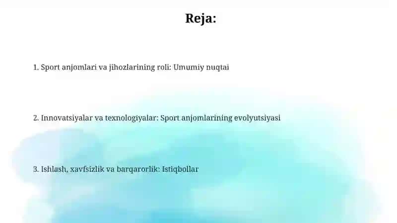 Sport anjomlari va jihozlarining sportdagi oʻrni 2
