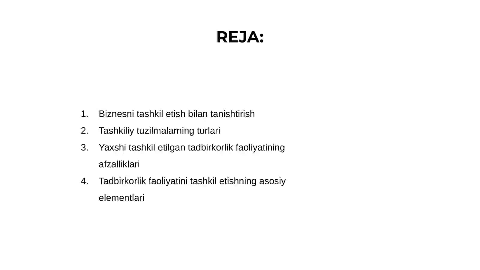 Tadbirkorlik faoliyatining tashkil qilinishi 2