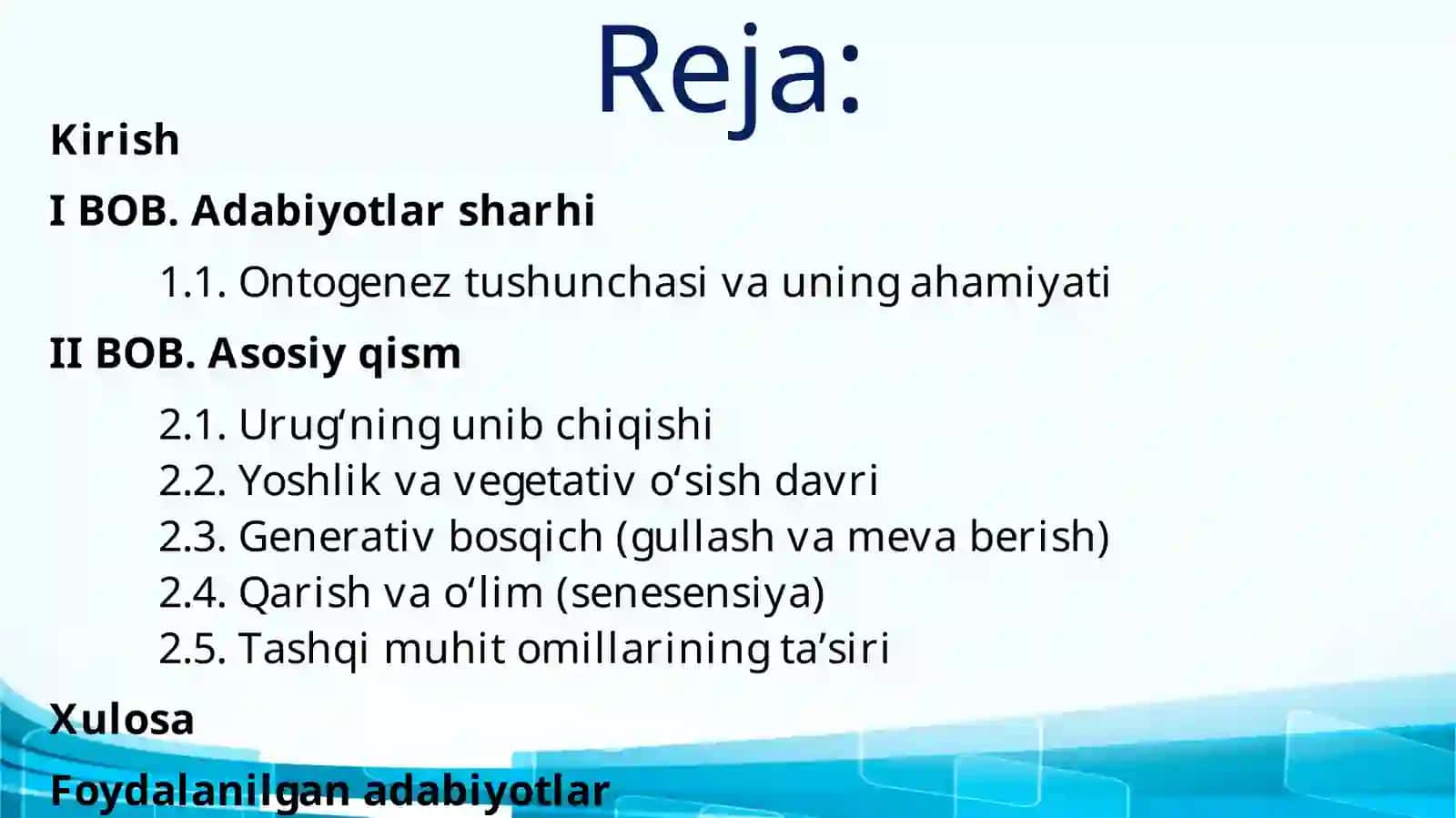 O‘simliklar ontogenezining fiziologik tavsifi 2