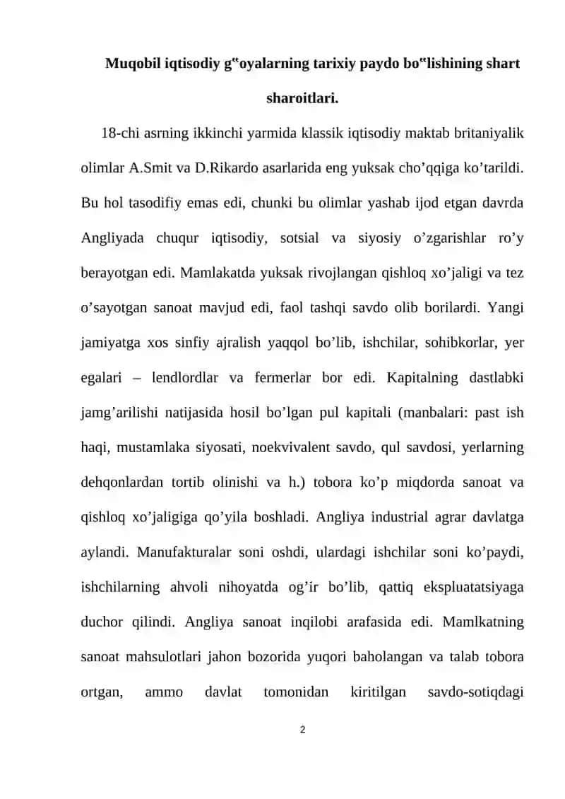 Klassik iqtisodiy maktabga muqobil g’oyalarning muhiyati 2