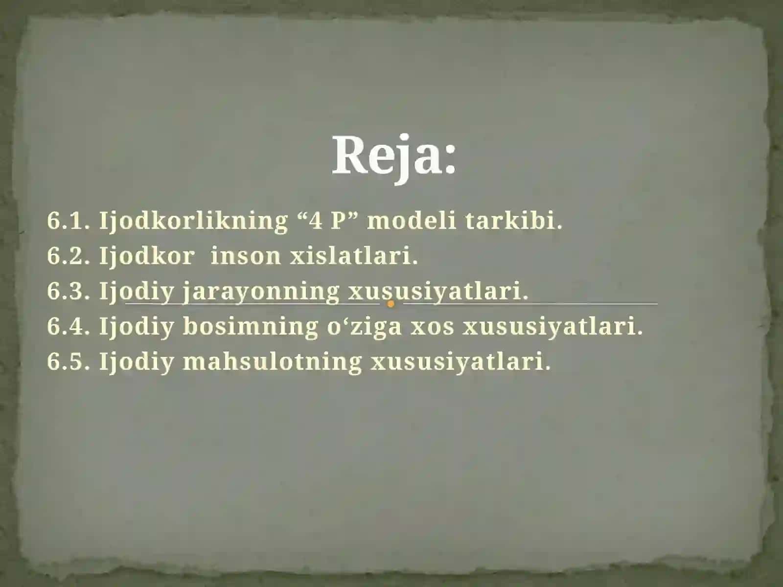 Ijodkorlikning “4 P” modeli 2