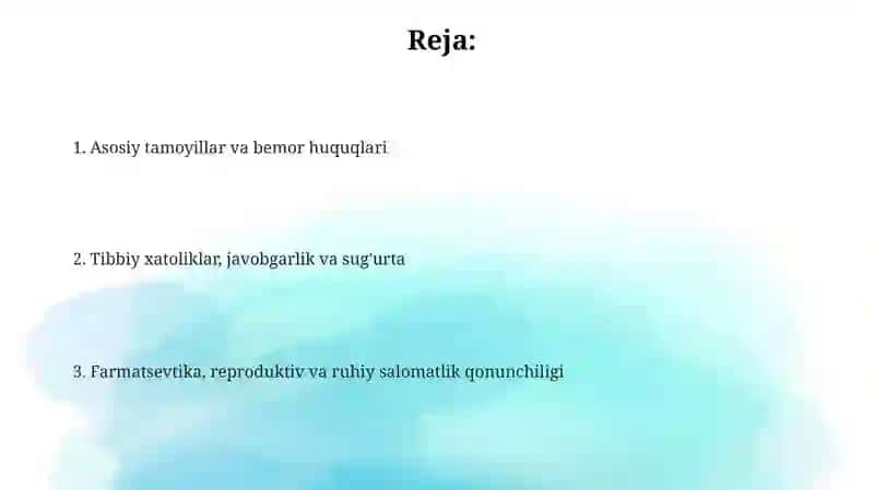 Tibbiyotga oid qonunlar 2