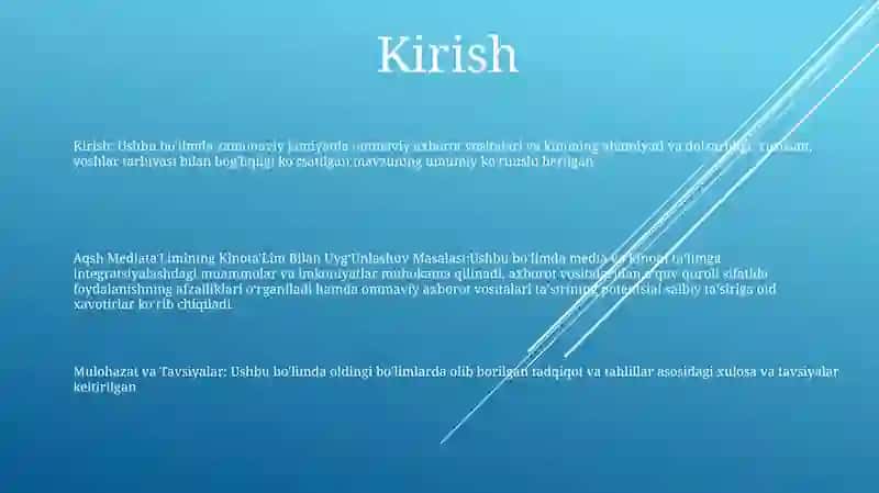 Aqsh MediataʼLimining KinotaʼLim BilanUygʻUnlashuvMasalasi 2