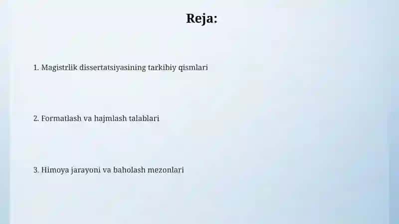 Magistrlik dissertatsiyasiga qo‘yiladigan talablar 2