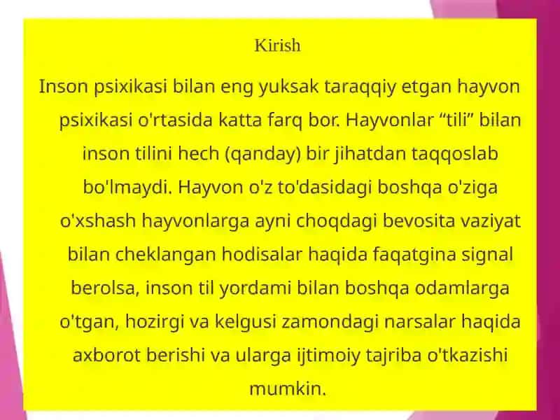 Ontogenizning ilk bosqichlari dainsonning psixik rivojlanishiga xos xususiyatlar 2