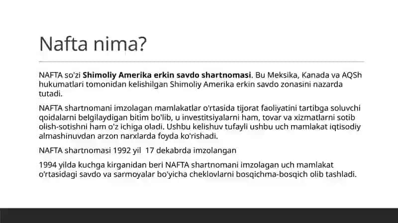 NAFTA TASHKILOTI 2