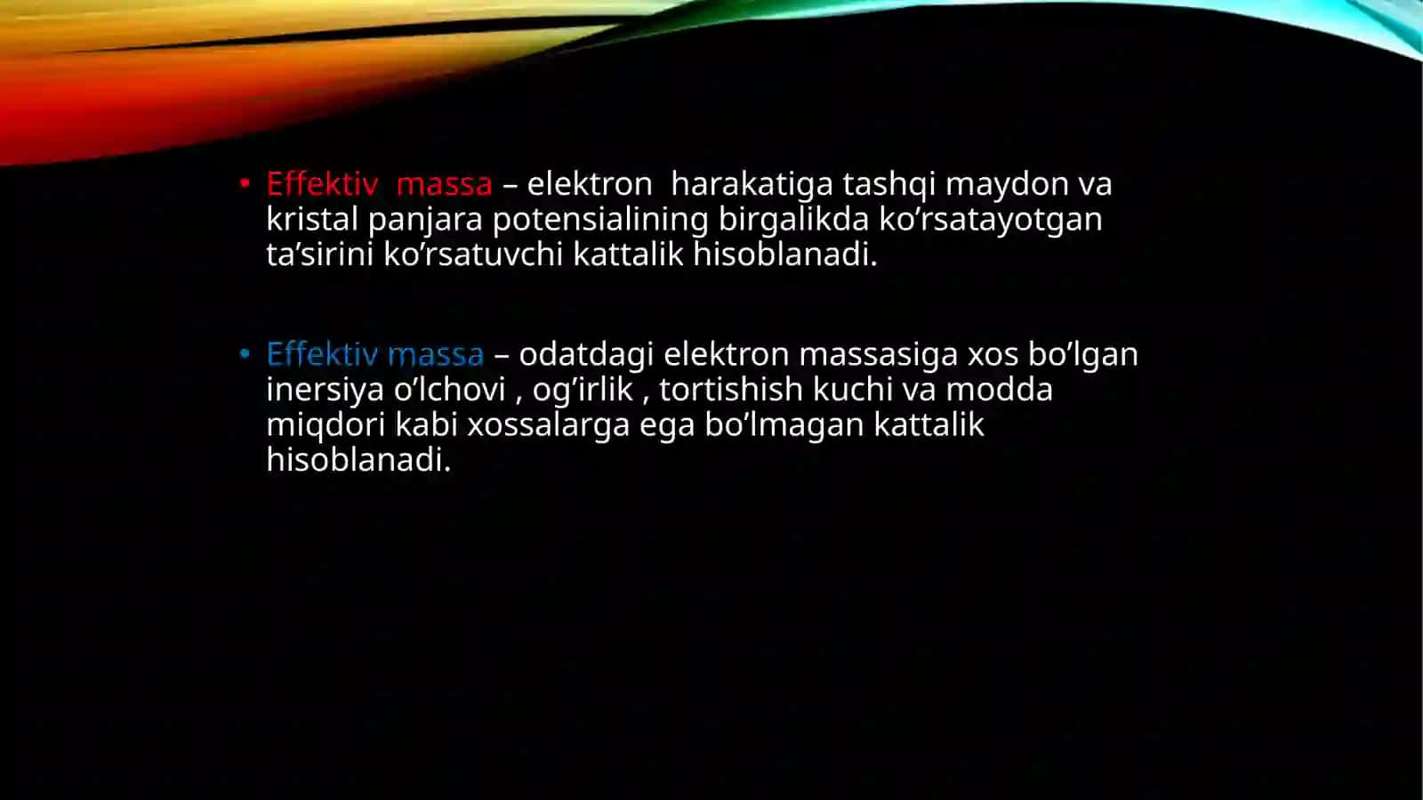 Effektiv massava unianiqlash usullari 2