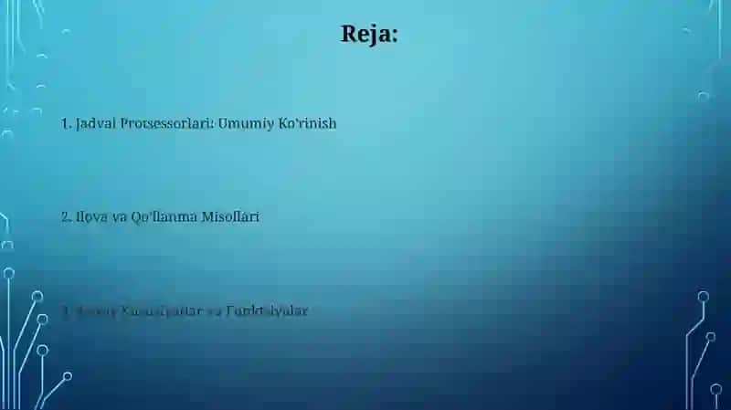 Jadval Protsessorlari 2